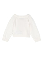 Cardigan per neonata Moschino Kids bianco con applicazione logo sul petto - Rubino Kids