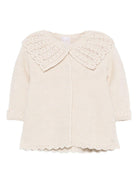 Cardigan per neonata Paz Rodríguez beige con colletto all'uncinetto - Rubino Kids