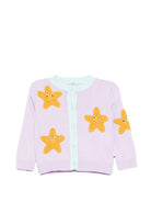 Cardigan per neonata Stella McCartney Kids viola con ricamo stelle marine - Rubino Kids