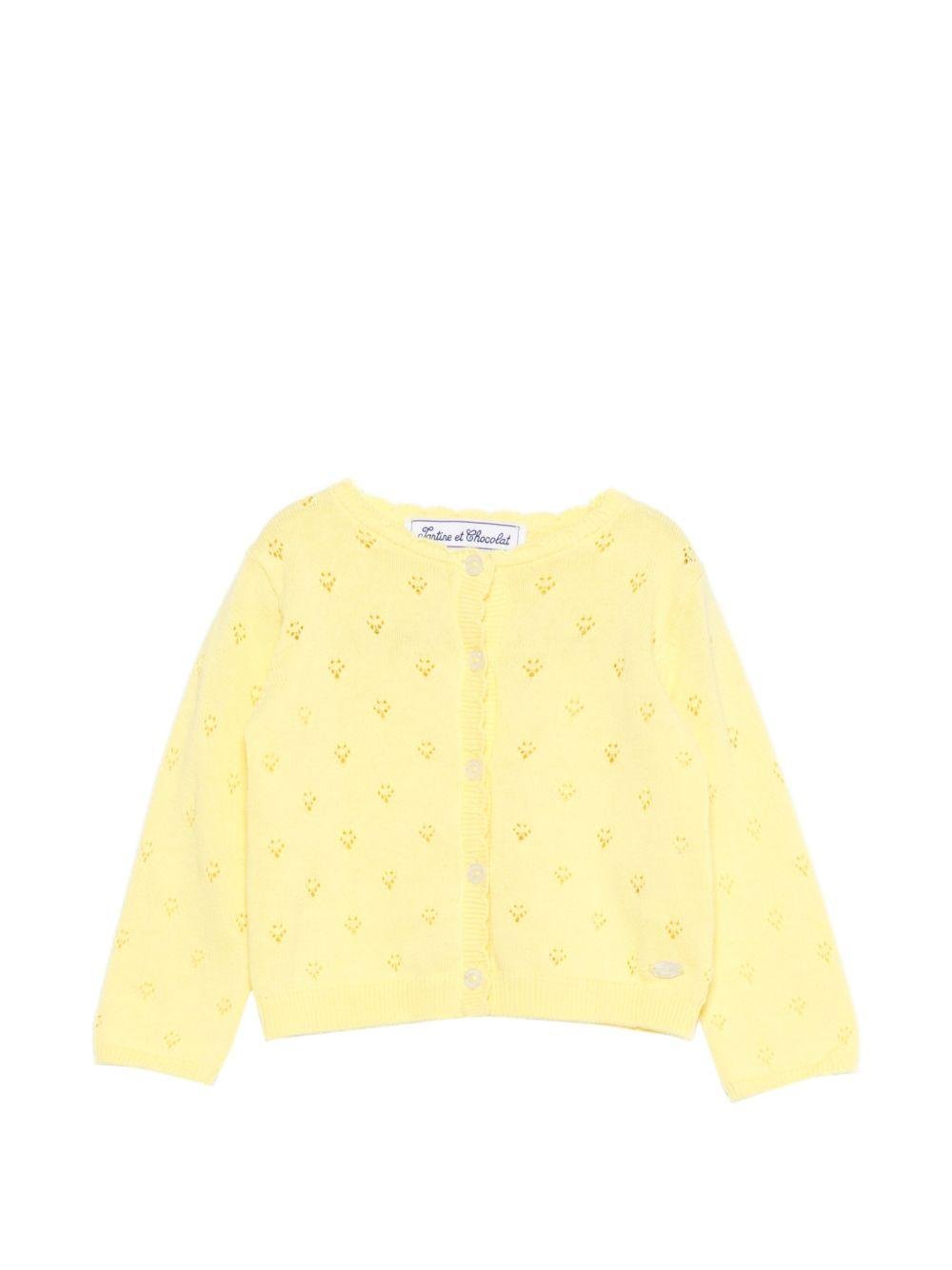 Cardigan per neonata Tartine Et Chocolat giallo con design traforato - Rubino Kids
