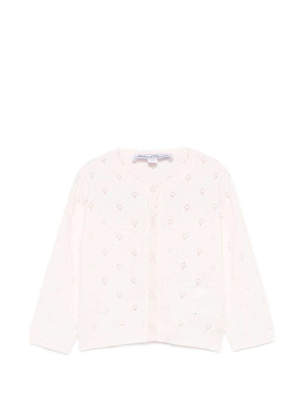Cardigan per neonata Tartine Et Chocolat rosa con design traforato - Rubino Kids