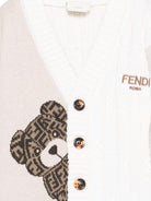 Cardigan per neonati Fendi Kids beige con ricamo orsetto - Rubino Kids