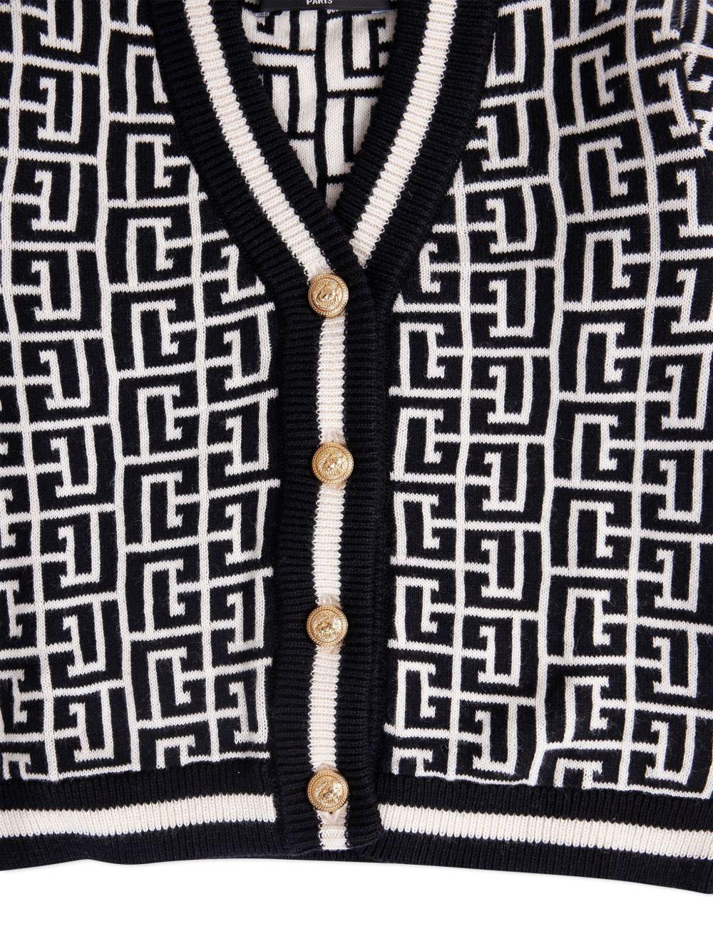 Cardigan per neonato Balmain Kids multicolore con motivo geometrico - Rubino Kids