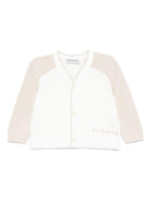 Cardigan per neonato Burberry Kids Ginny Moss bianco con maniche lunghe a contrasto - Rubino Kids