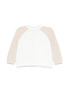 Cardigan per neonato Burberry Kids Ginny Moss bianco con maniche lunghe a contrasto - Rubino Kids