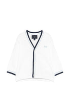 Cardigan per neonato Fay Kids bianco con dettagli blu e azzurri - Rubino Kids
