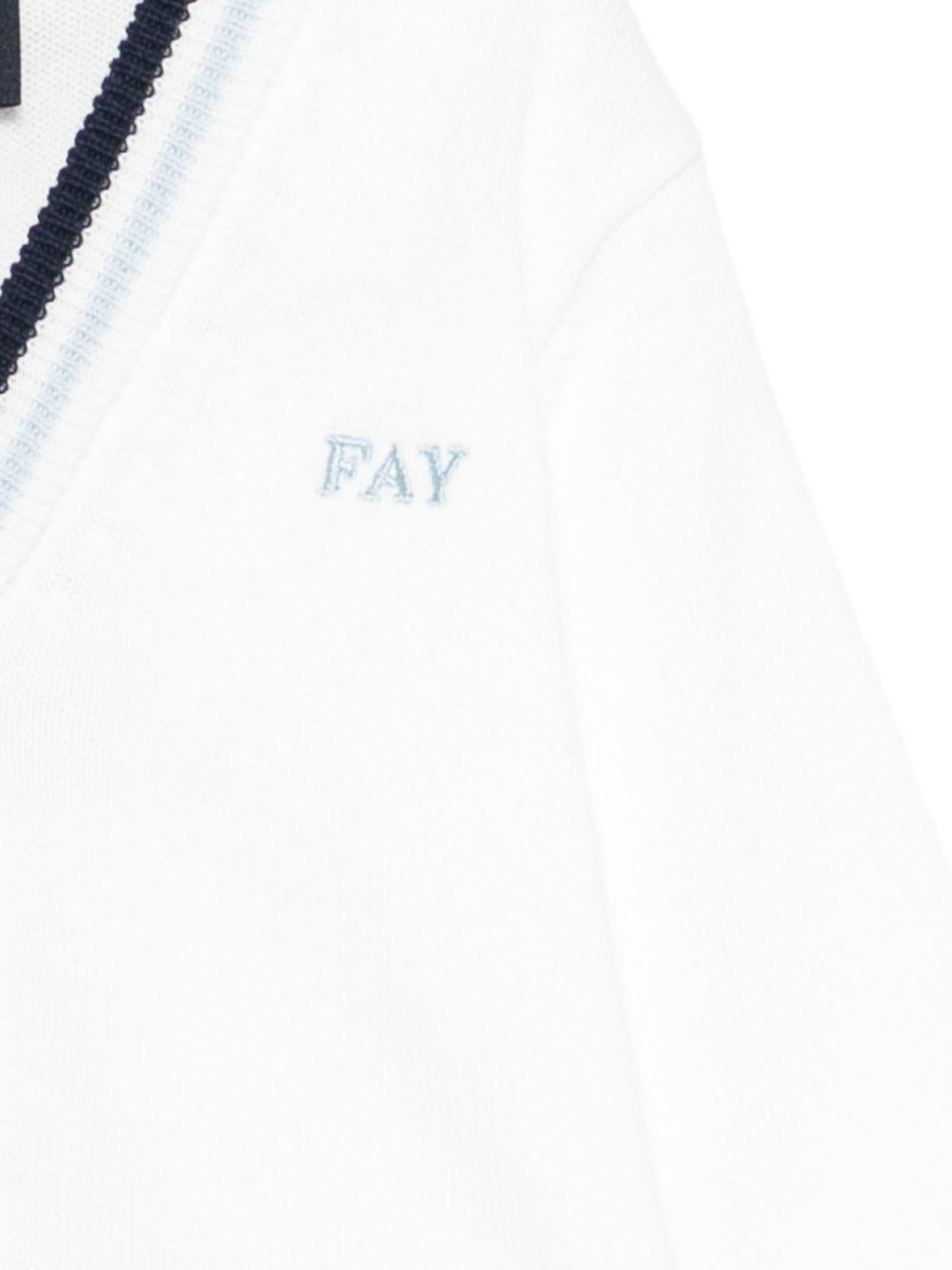 Cardigan per neonato Fay Kids bianco con dettagli blu e azzurri - Rubino Kids