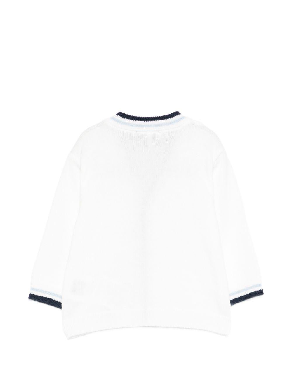 Cardigan per neonato Fay Kids bianco con dettagli blu e azzurri - Rubino Kids