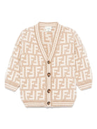 Cardigan per neonato Fendi Kids beige con stampa FF - Rubino Kids