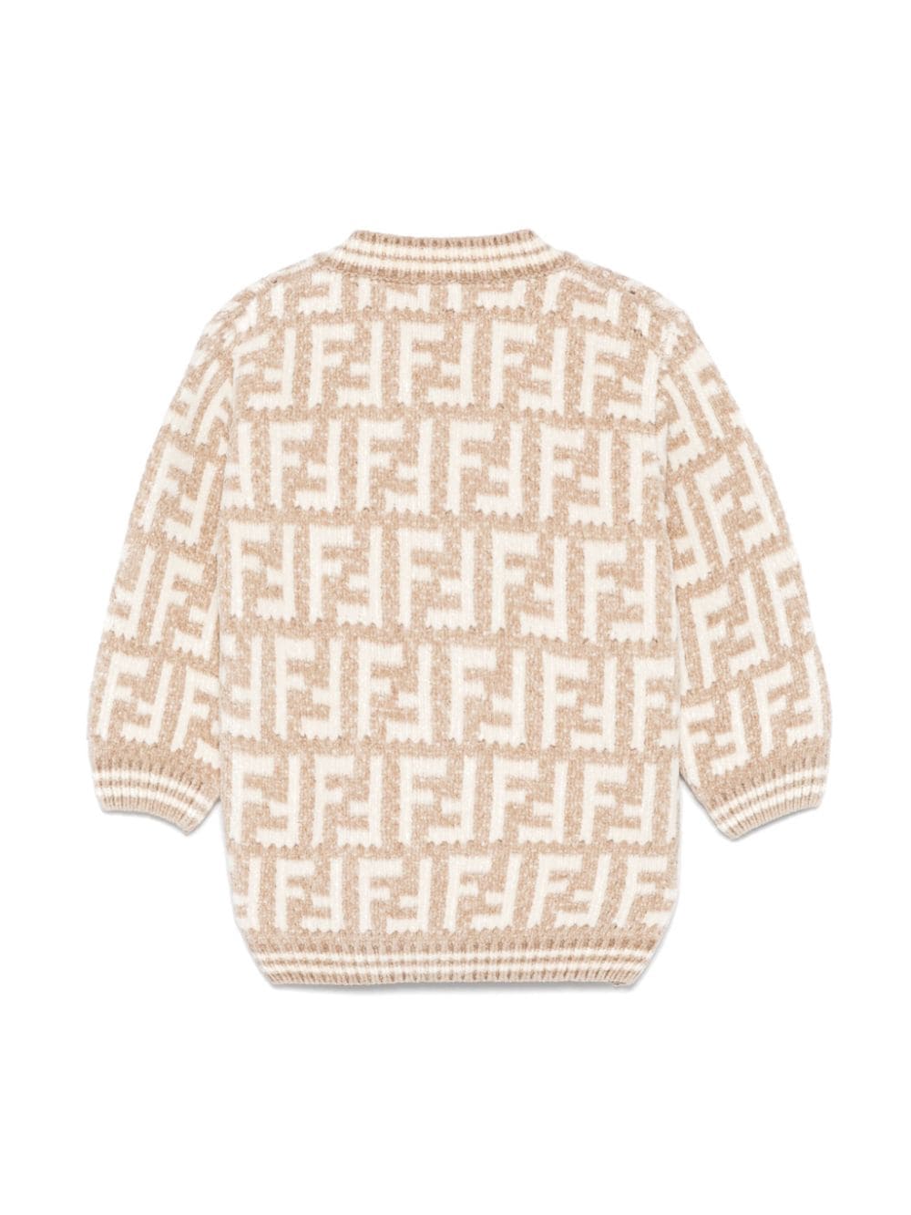 Cardigan per neonato Fendi Kids beige con stampa FF - Rubino Kids