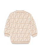 Cardigan per neonato Fendi Kids beige con stampa FF - Rubino Kids