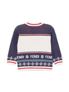 Cardigan per neonato Fendi Kids blu con stampa orsetto e scoiattolo - Rubino Kids