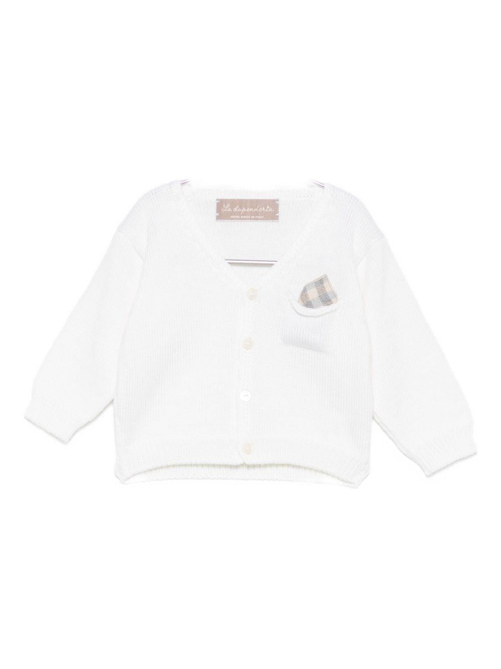 Cardigan per neonato La Stupenderia beige con scollo a V - Rubino Kids