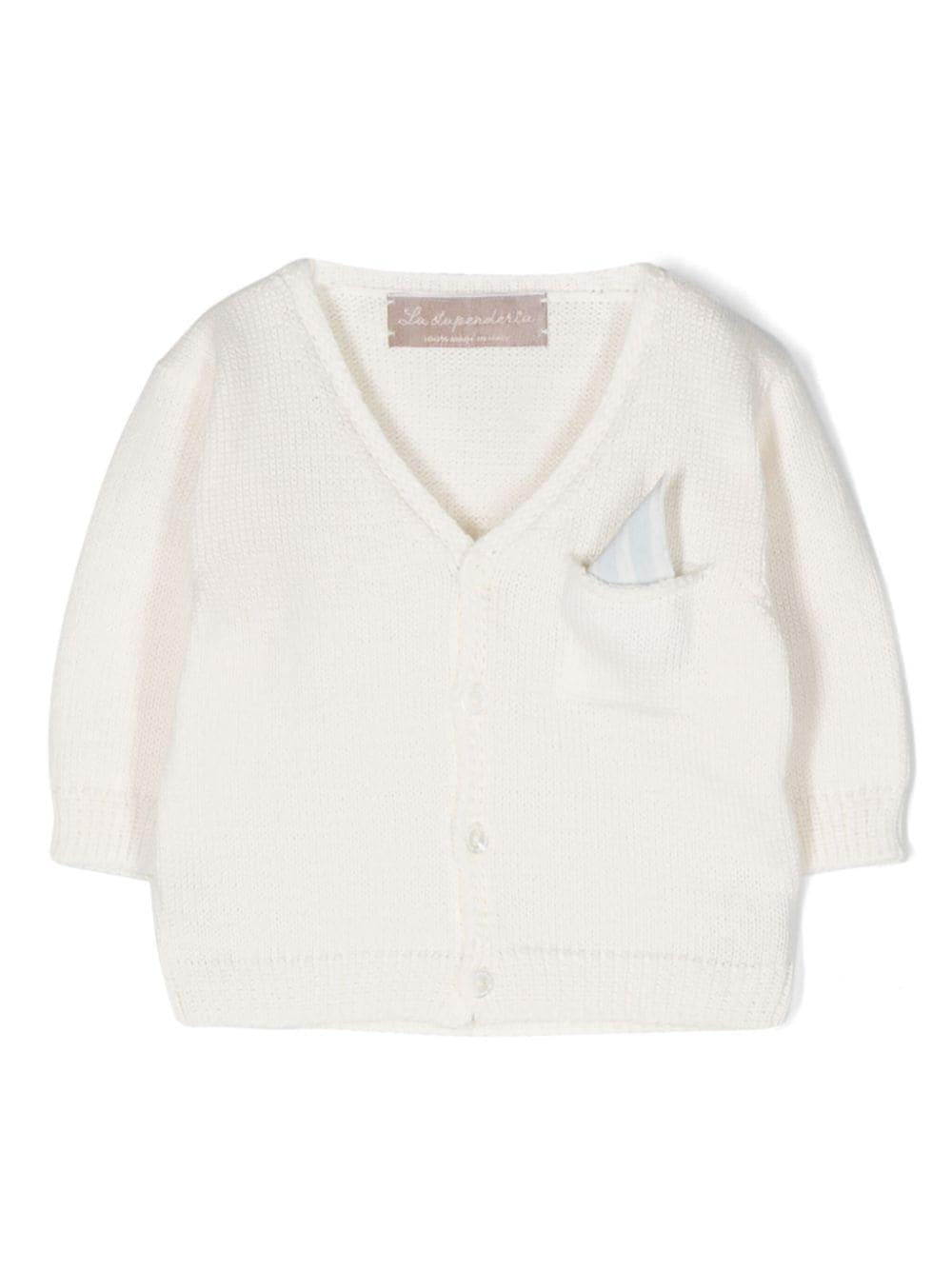 Cardigan per neonato La Stupenderia beige con taschino sul petto - Rubino Kids