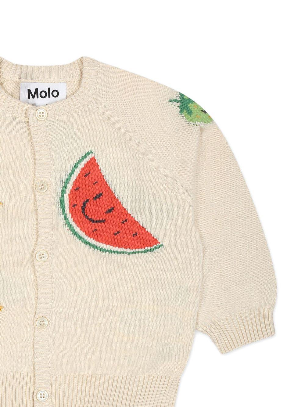 Cardigan per neonato Molo beige con motivo a intarsio e chiusura frontale con abbottonatura - Rubino Kids