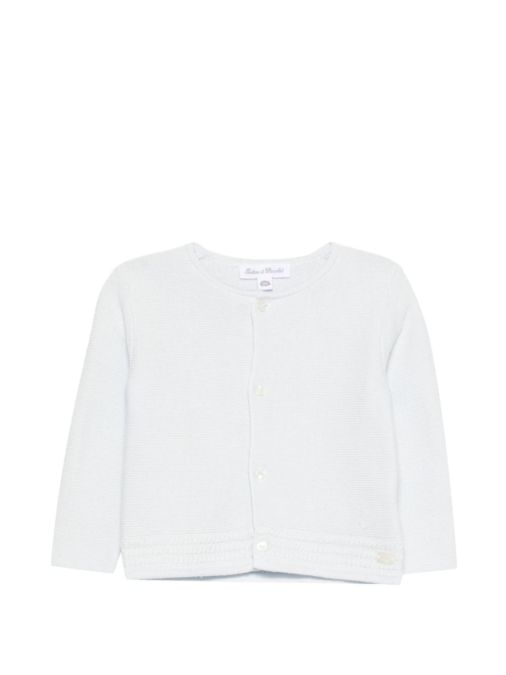 Cardigan per neonato Tartine Et Chocolat azzurro con placca con logo sul davanti - Rubino Kids