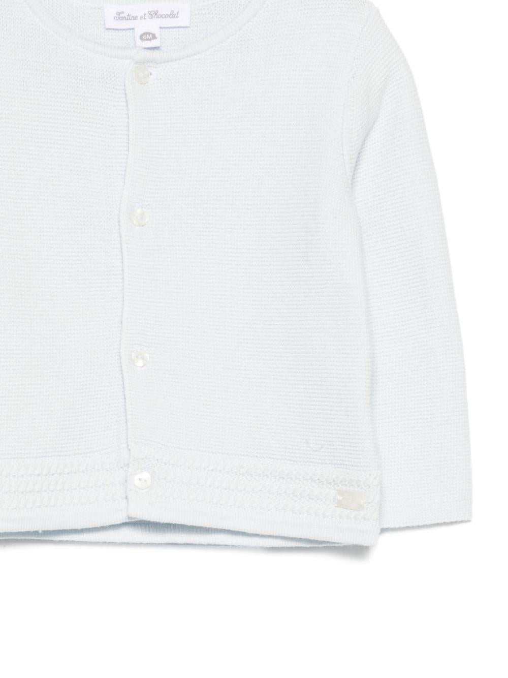 Cardigan per neonato Tartine Et Chocolat azzurro con placca con logo sul davanti - Rubino Kids