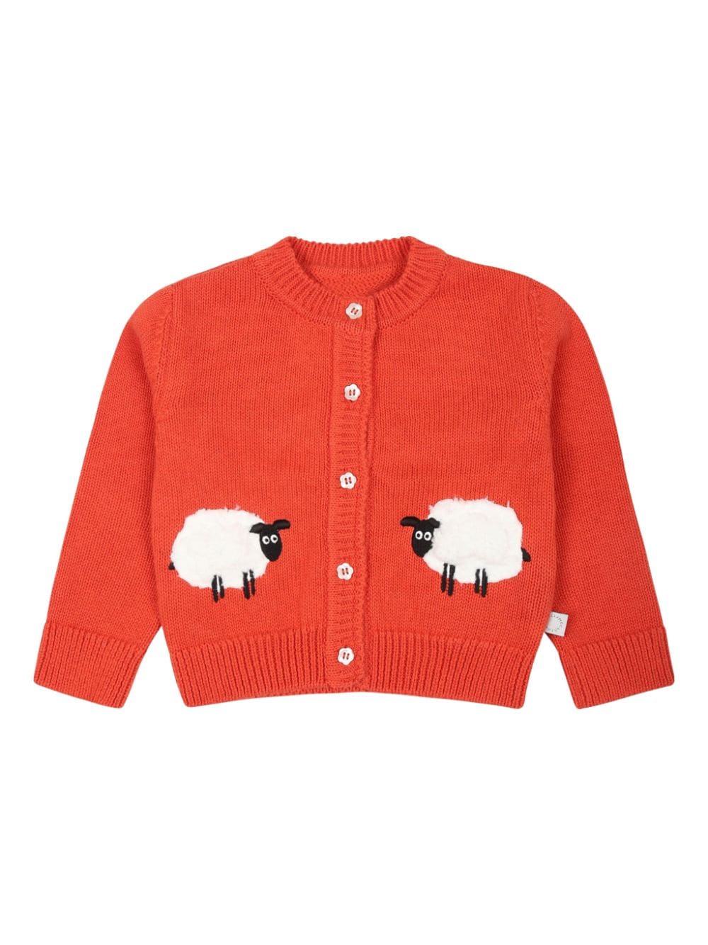 Cardigan rosso per neonati con applicazione pecora Stella McCartney Kids - Rubino Kids