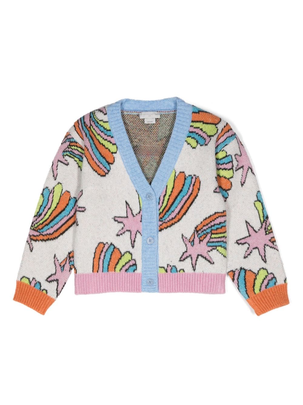 Cardigan Stelle Cadenti per bambina Stella McCartney Kids bianco con scollo a V - Rubino Kids