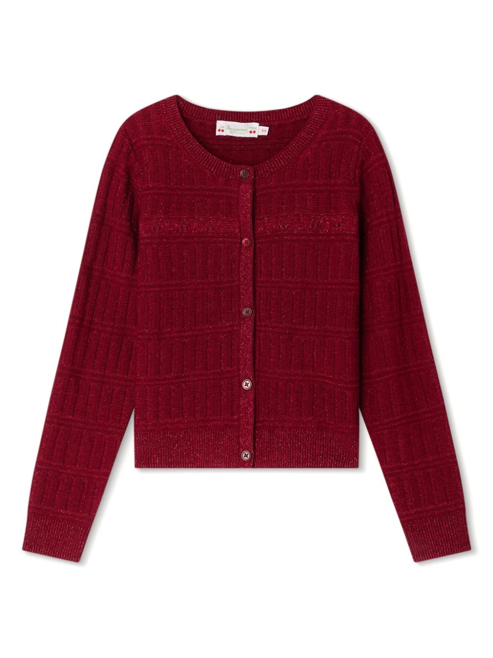 Cardigan Twist per bambina Bonpoint rosso con colletto a coste - Rubino Kids