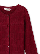 Cardigan Twist per bambina Bonpoint rosso con colletto a coste - Rubino Kids