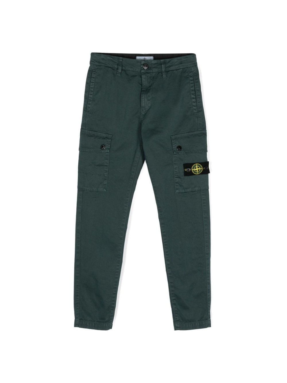 Cargo con applicazione Compass per bambino Stone Island Junior verde con passanti - Rubino Kids