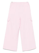 Cargo con tasche laterali per bambina Palm Angels Kids rosa con dettaglio laterale a righe - Rubino Kids