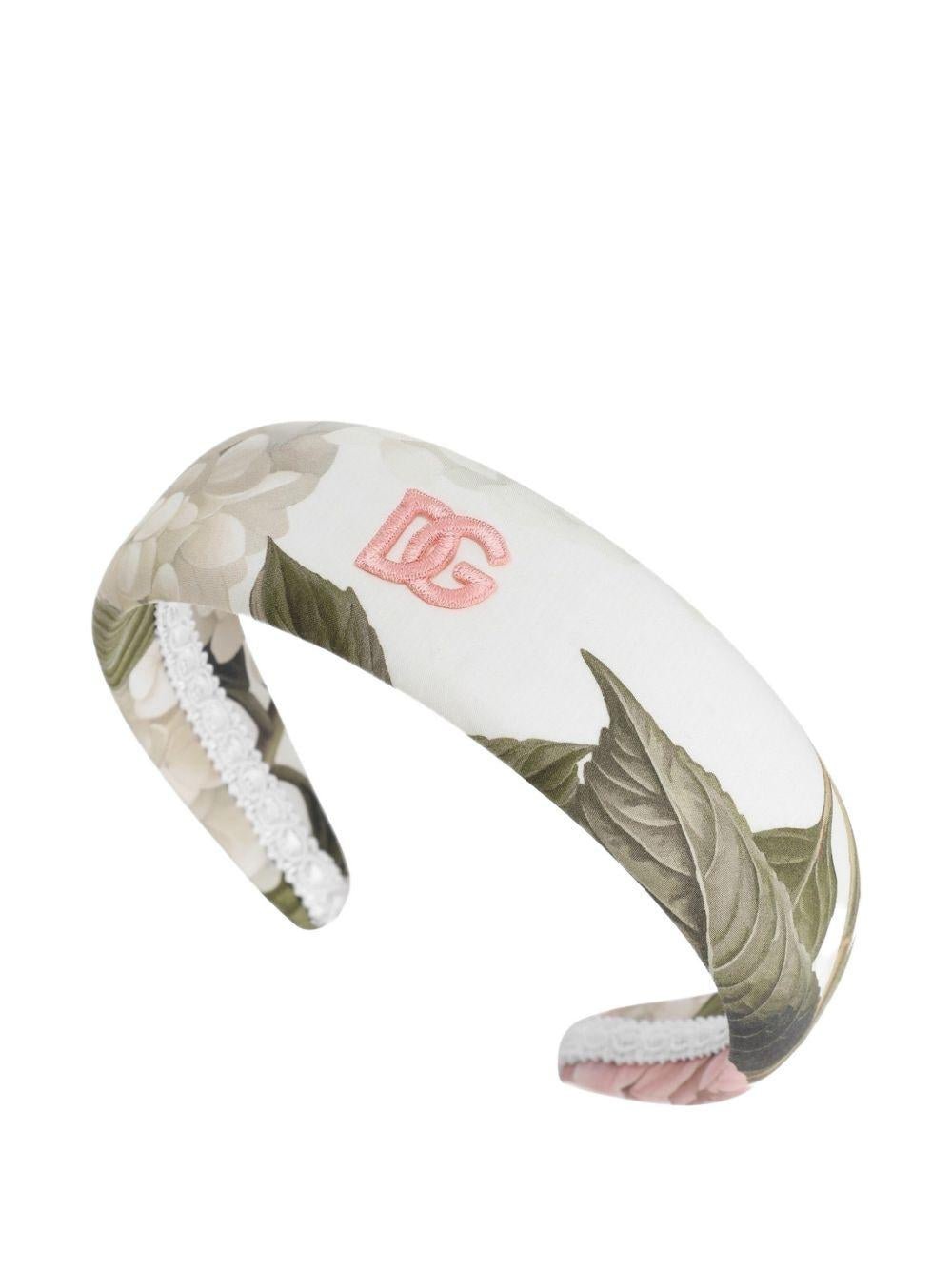 Cerchietto per bambina Dolce & Gabbana Kids multicolore con logo DG rosa - Rubino Kids