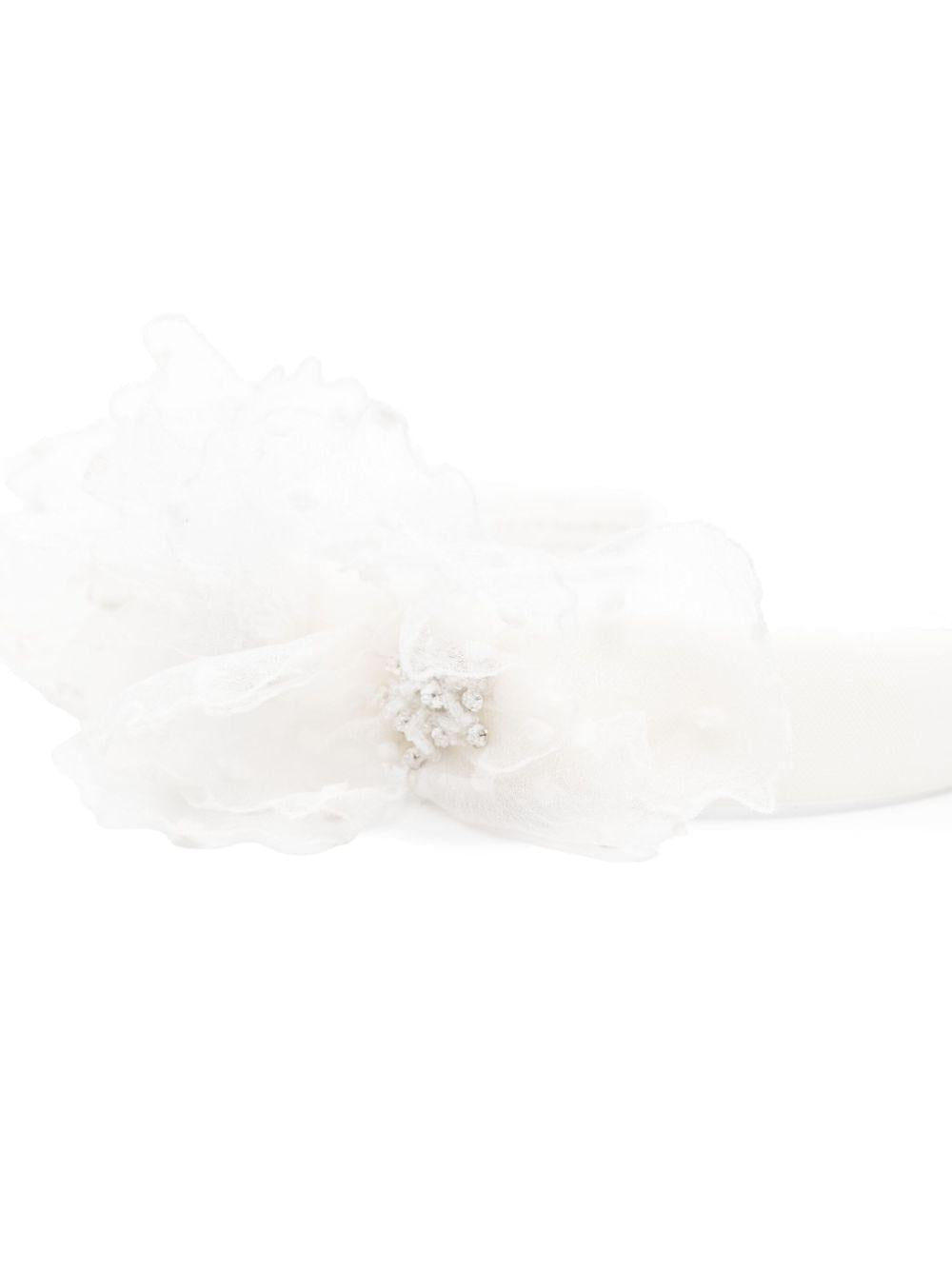Cerchietto per bambina MAISON AVA bianco in tulle con decorazione in cristalli - Rubino Kids