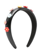 Cerchietto per bambina Monnalisa nero con fiori 3D - Rubino Kids