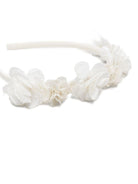 Cerchietto per capelli per bambina Mariella Ferrari bianco con applicazione a fiori - Rubino Kids
