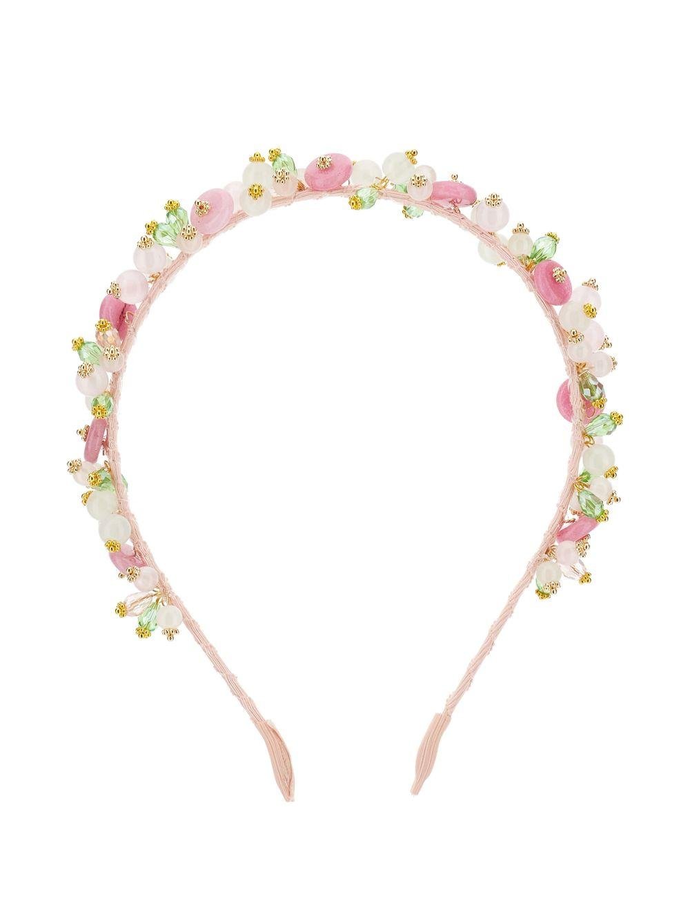 Cerchietto per capelli per bambina Monnalisa rosa con decorazione floreale - Rubino Kids