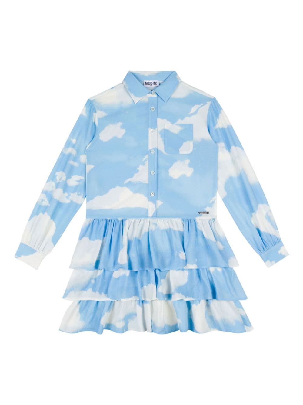 Chemisier per bambina Moschino Kids azzurro con stampa paesaggio - Rubino Kids