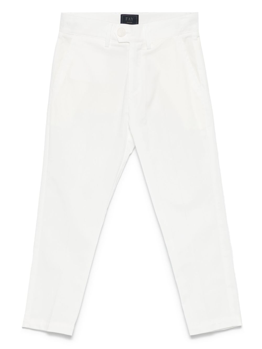 Chino con piega per bambino Fay Kids bianco con gancio e zip - Rubino Kids