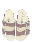 Ciabatte Arizona viola per bambini con pelliccia interna Birkenstock Kids - Rubino Kids