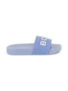 Ciabatte da bambino Boss Kids azzurre con logo - Rubino Kids