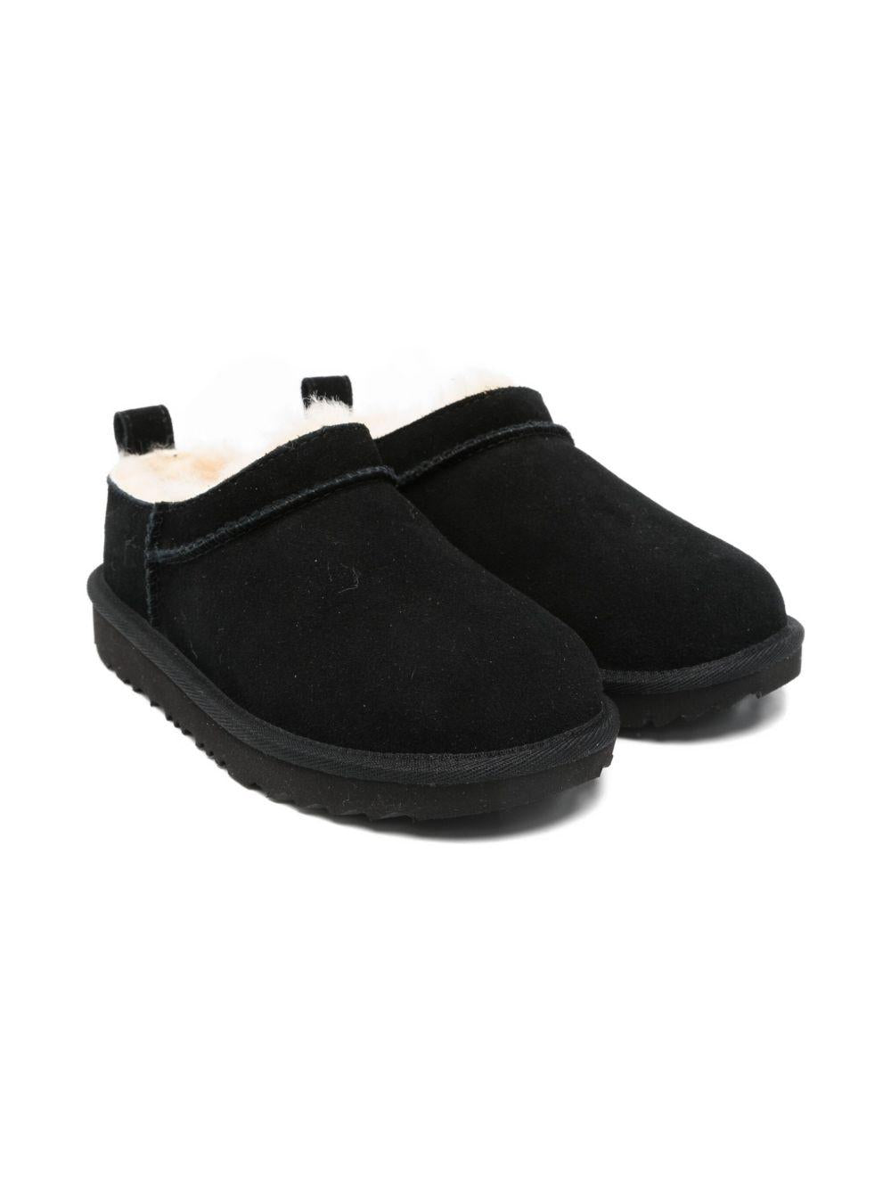 Ciabatte per bambina UGG Kids nere con fodera in pelliccia cruelty - free - Rubino Kids