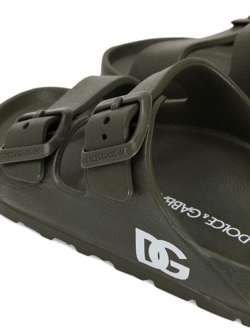 Ciabatte per bambino Dolce & Gabbana Kids verde militirare con dettaglio logo - Rubino Kids