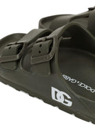 Ciabatte per bambino Dolce & Gabbana Kids verde militirare con dettaglio logo - Rubino Kids