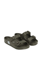 Ciabatte per bambino Dolce & Gabbana Kids verde militirare con dettaglio logo - Rubino Kids