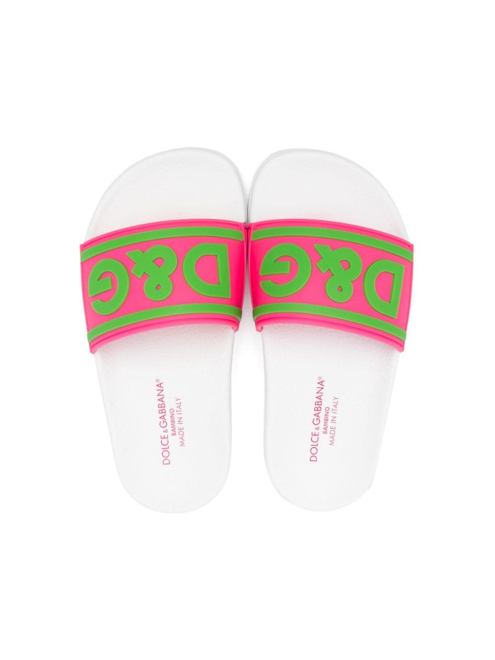 Ciabatte slides con logo goffrato per bambina Dolce & Gabbana Kids multicolor con suola in gomma - Rubino Kids