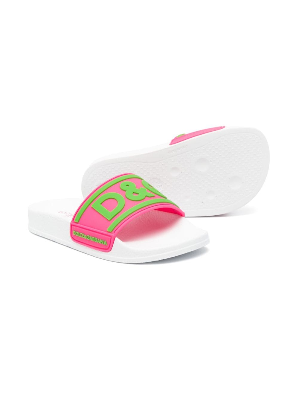 Ciabatte slides con logo goffrato per bambina Dolce & Gabbana Kids multicolor con suola in gomma - Rubino Kids