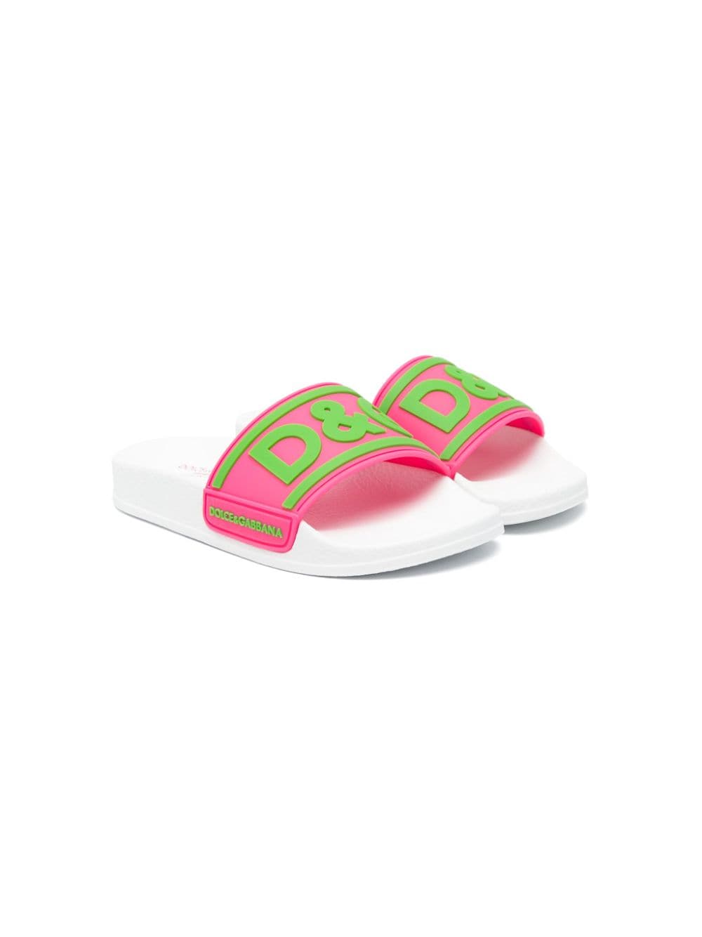 Ciabatte slides con logo goffrato per bambina Dolce & Gabbana Kids multicolor con suola in gomma - Rubino Kids