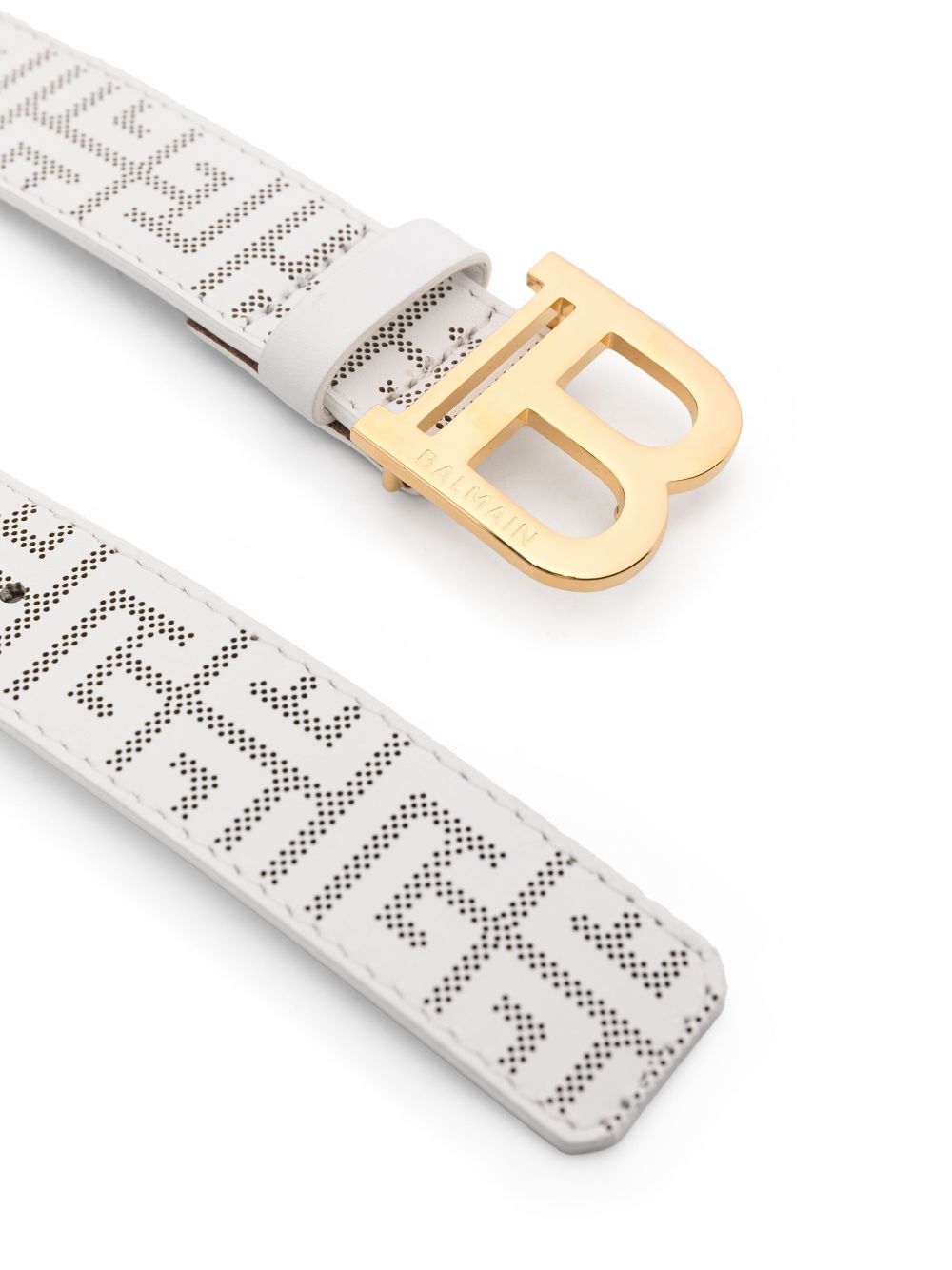 Cintura con fibbia logo per bambina Balmain Kids bianco con chiusura fori perforati - Rubino Kids