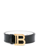 Cintura in pelle per bambina Balmain Kids nero con fibbia con logo - Rubino Kids