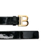 Cintura in pelle per bambina Balmain Kids nero con fibbia con logo - Rubino Kids