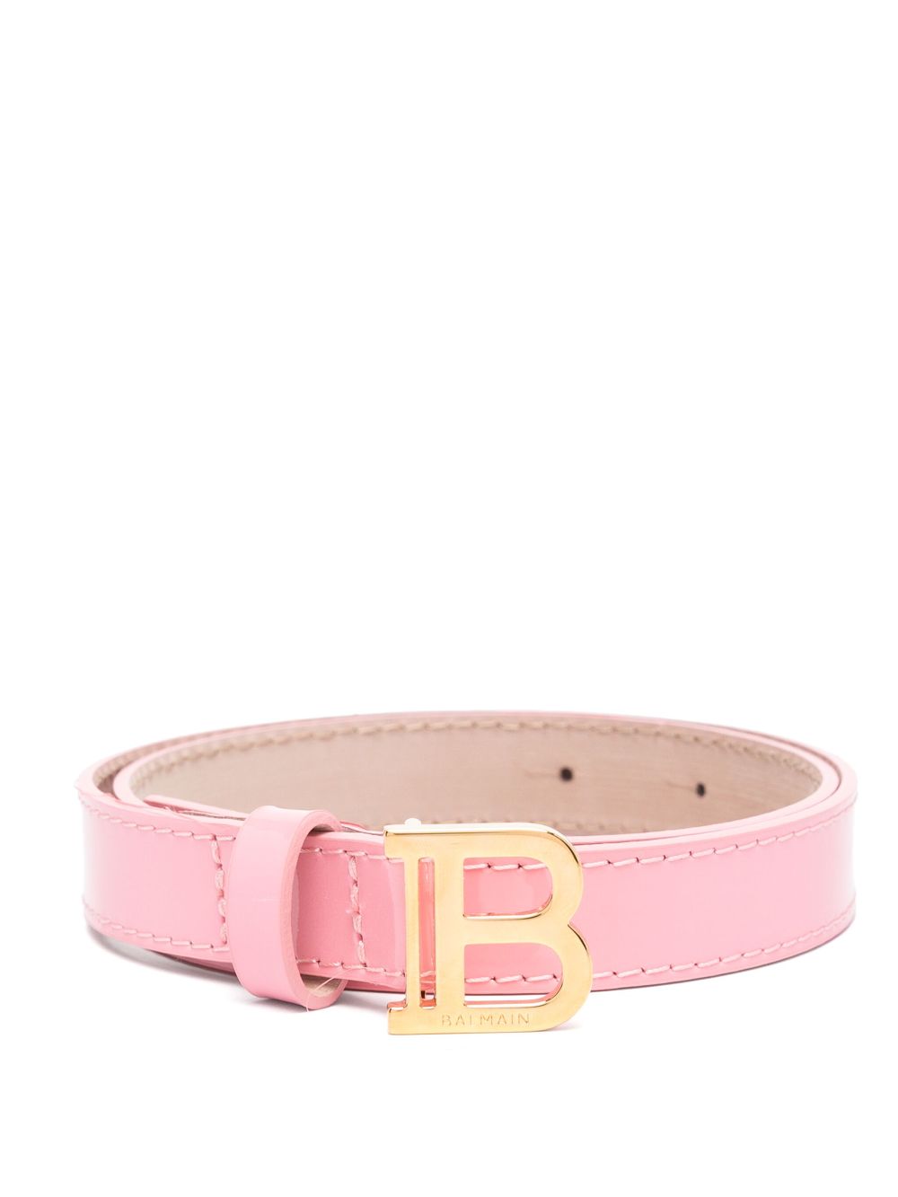 Cintura in pelle per bambina Balmain Kids rosa con fori per fibbia - Rubino Kids