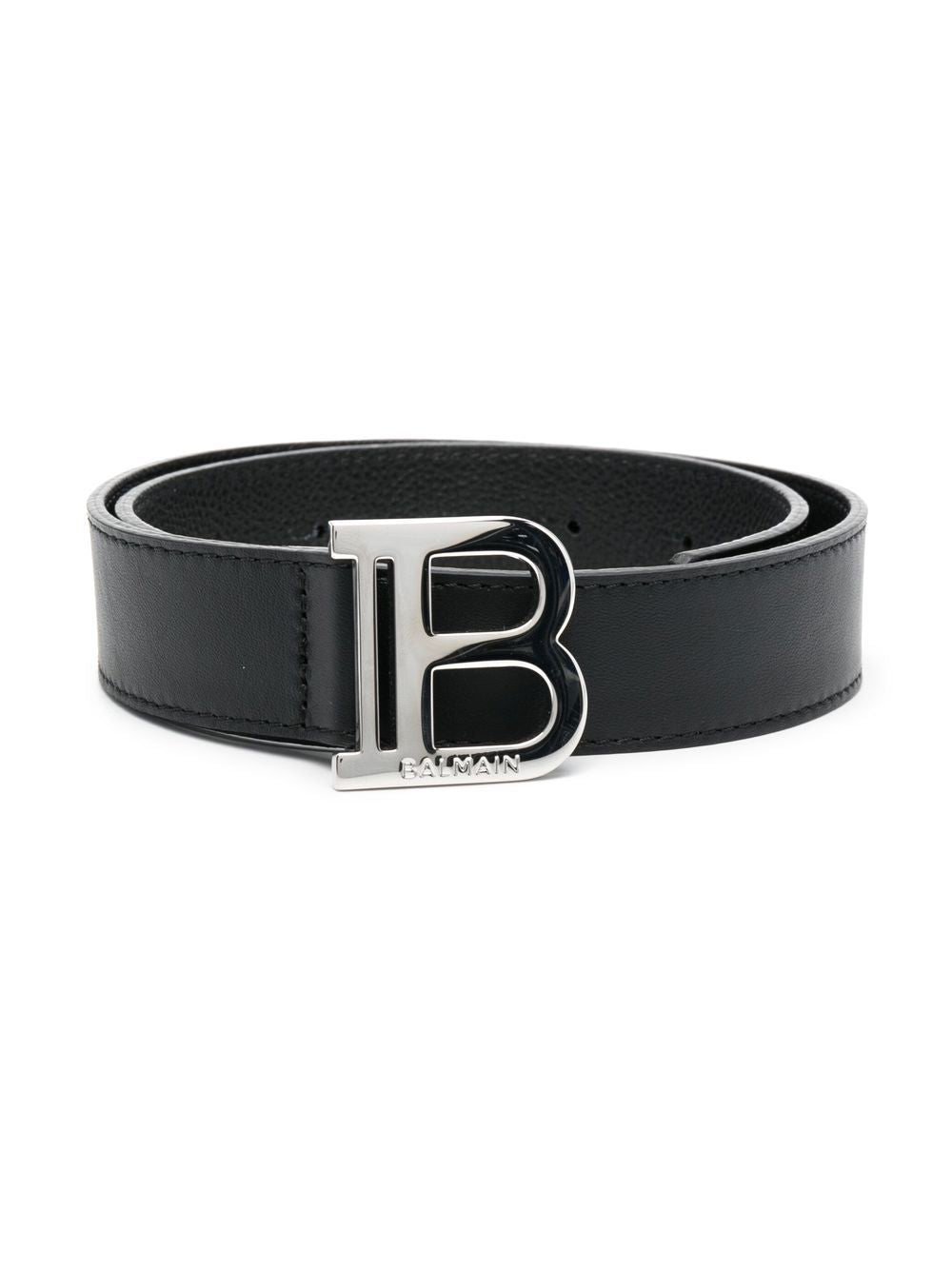 Cintura per bambina Balmain Kids nero con fibbia logo color argento - Rubino Kids