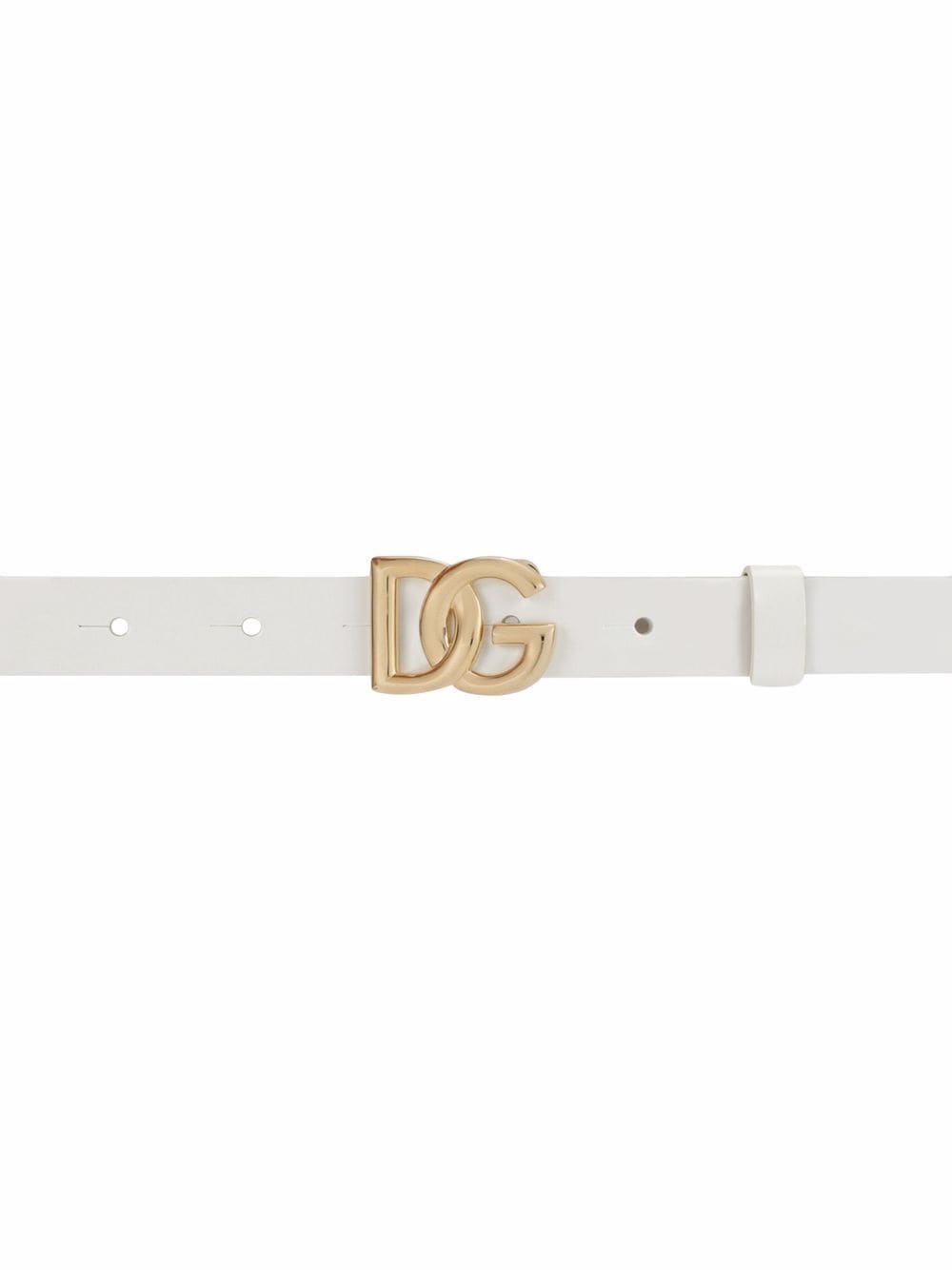 Cintura per bambina Dolce & Gabbana Kids bianco con placca logo oro - Rubino Kids