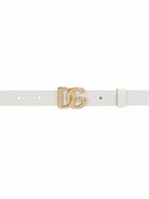 Cintura per bambina Dolce & Gabbana Kids bianco con placca logo oro - Rubino Kids